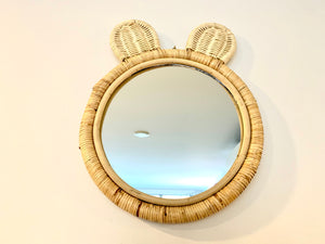 Round Bear Rattan Mirror