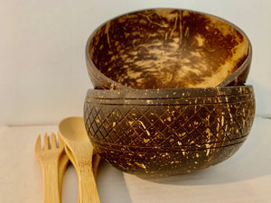 Combo Coconut Bowl + Bamboo Utensils
