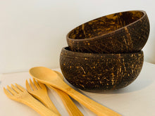 Load image into Gallery viewer, Combo Coconut Bowl + Bamboo Utensils
