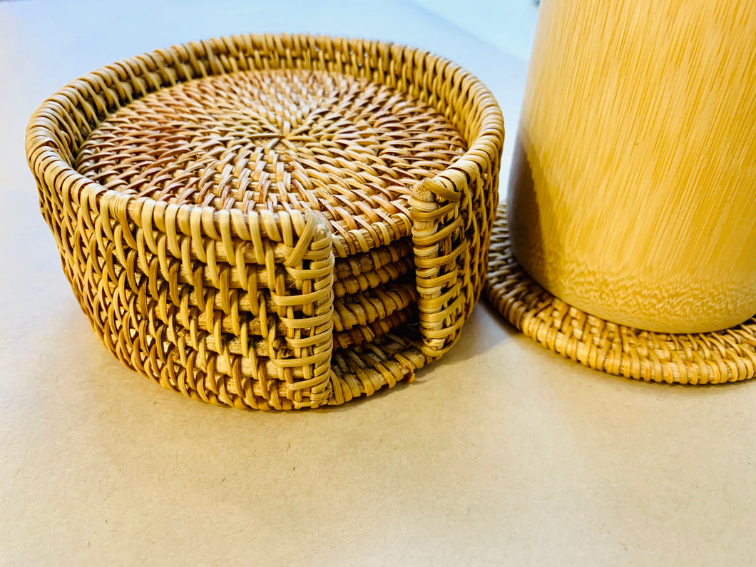 Set 6 Handmade Rattan Coasters