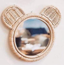 Load image into Gallery viewer, Round Bear Rattan Mirror
